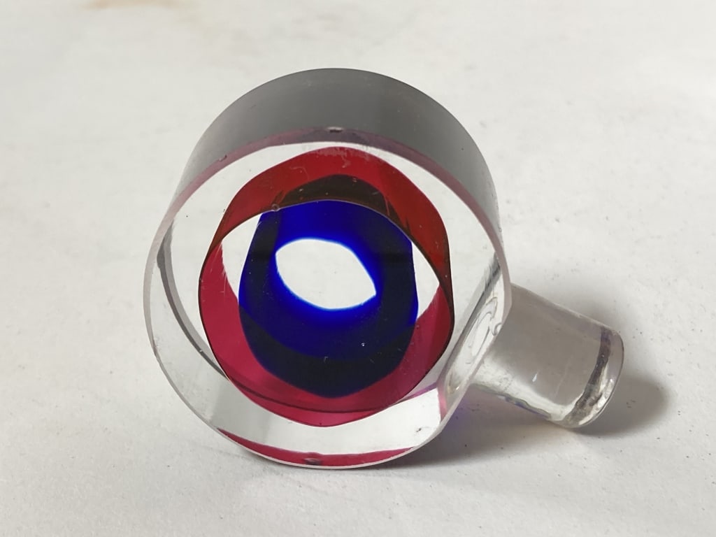 Vintage Blue Swirl Art Glass Perfume Bottle - 7