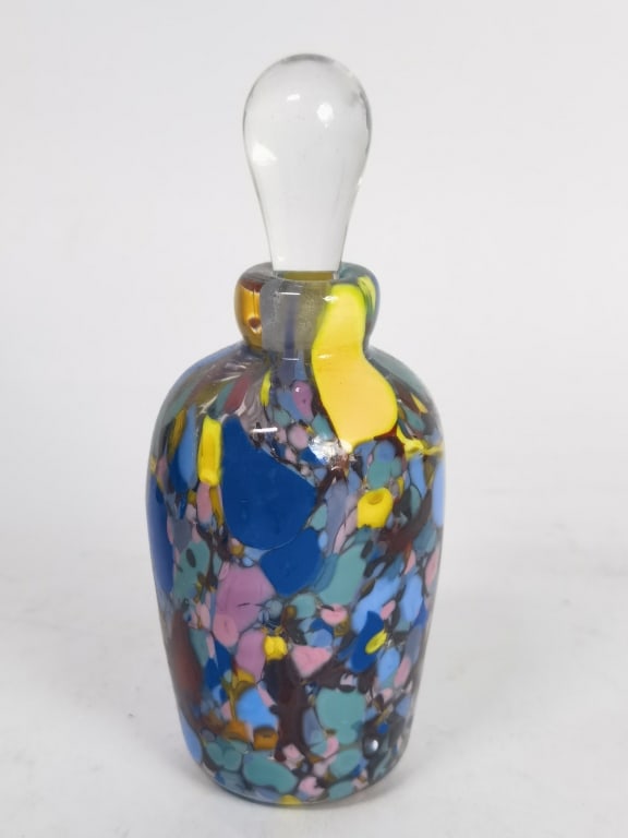 Vintage Multicolor Glass Perfume Bottle: Vintage Multicolor Glass Perfume Bottle, 3.75in