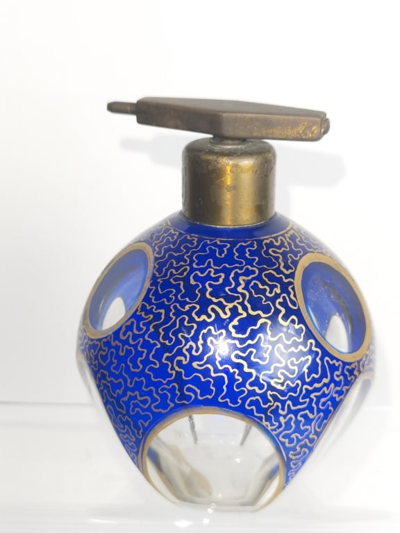 Vintage Gilt Cobalt Blue Glass Diffuser - 2