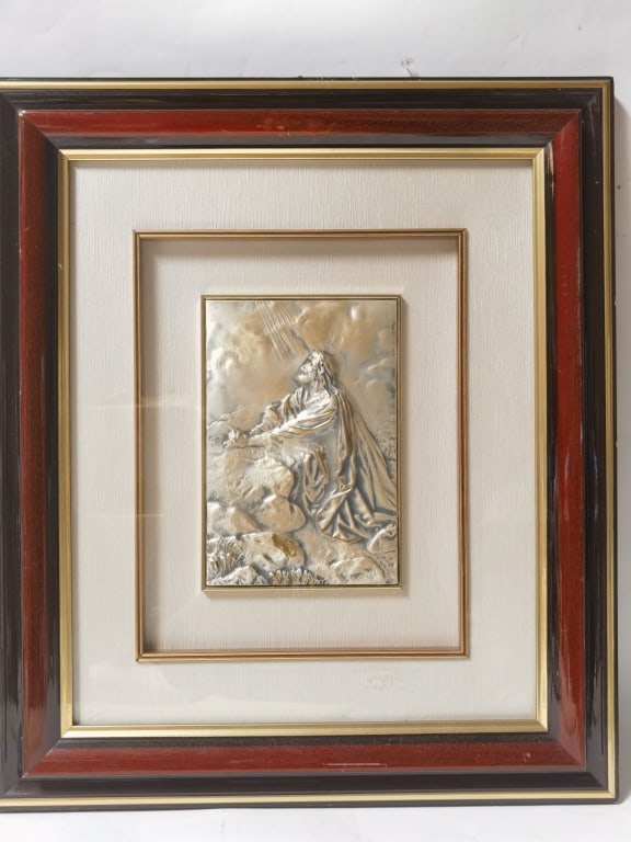 Vintage Sterling Silver Embossed Jesus Christ Plaq (1 of 5)
