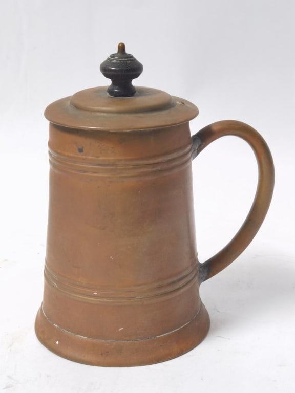 Vintage Copper Lidded Tankard, Marked (1 of 4)
