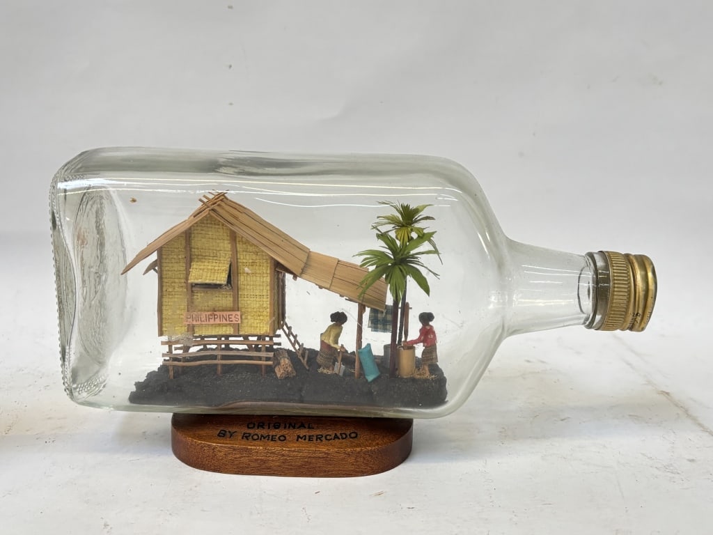 Vintage Glass Bottle Miniature Original by Romeo M: Vintage Glass Bottle Miniature Original by Romeo Mercado, 9in by 5in