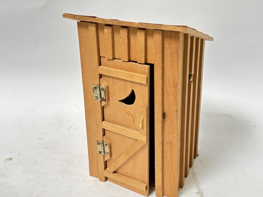 Vintage Dollhouse Wood Out House (1 of 3)