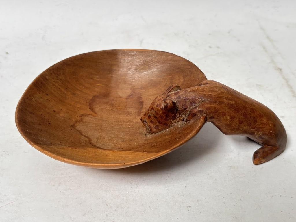 Vintage Hand Carved Leopard Wood Bowl (1 of 4)