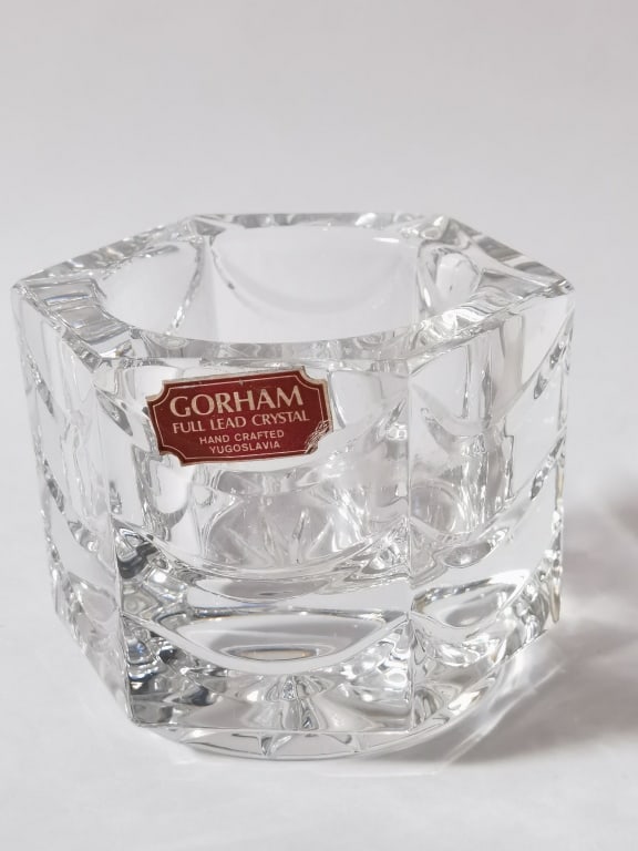 Gorham Lead Crystal Votive: Gorham Lead Crystal Votive, 3.5in by 2.5in