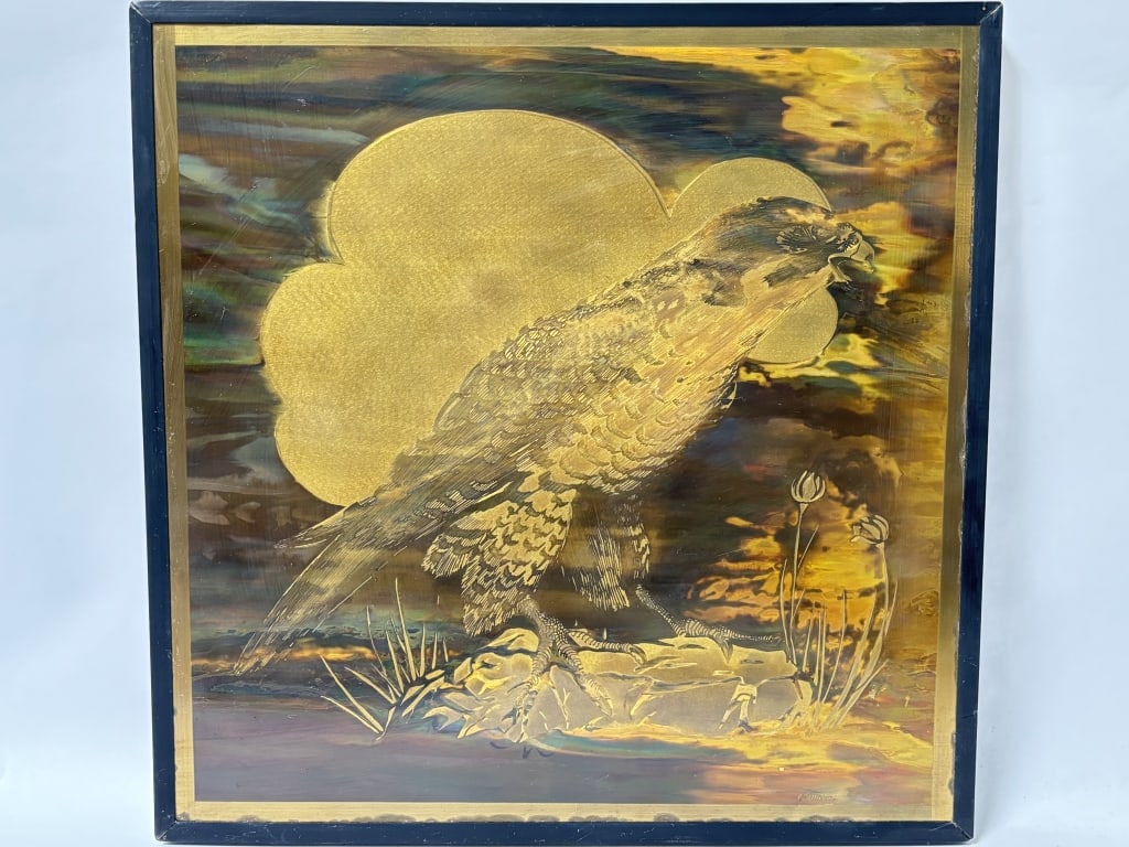 1983 R. Sullivan Brass Eagle Etching Wall Plaque (1 of 3)