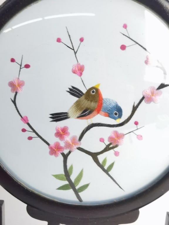 Chinese Embroidered Table Screen - 2