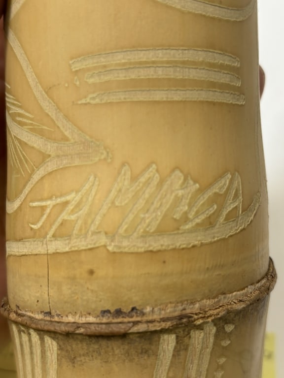 Signed Smith Carved Flower Vase - 5