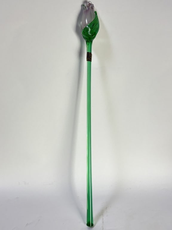 Large Vintage Mikasa Art Glass Purple Flower: Large Vintage Mikasa Art Glass Purple Flower, 20in