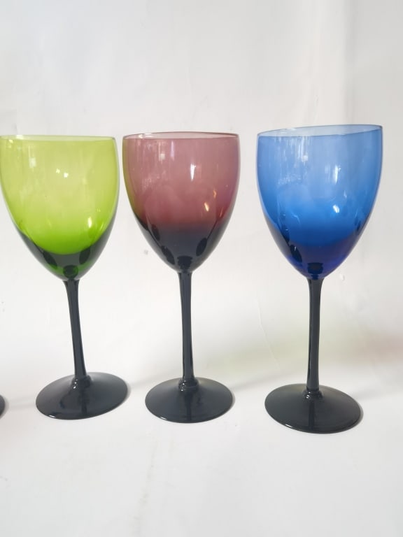 (4) Colored Wine Glasses - 3