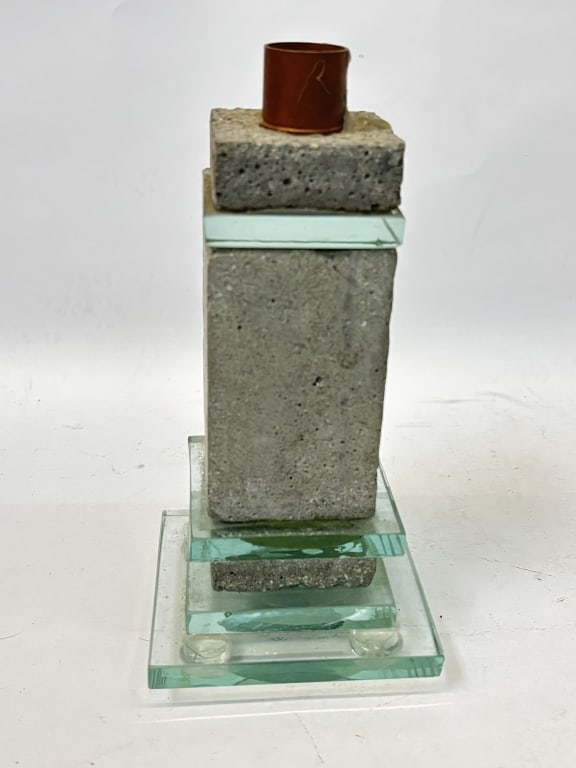 Vintage Glass and Stone Layered Art Candle Holder (1 of 3)