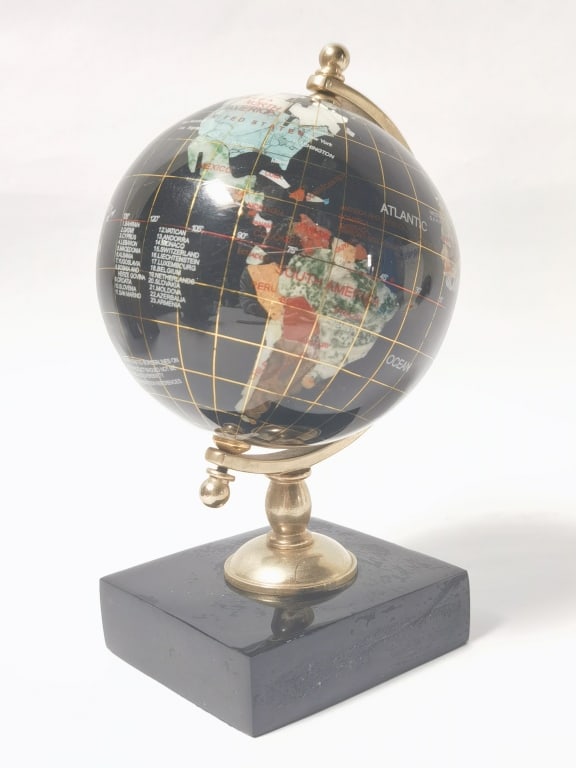 Precious Stone Inlay Enameled Table-Top Globe - 2