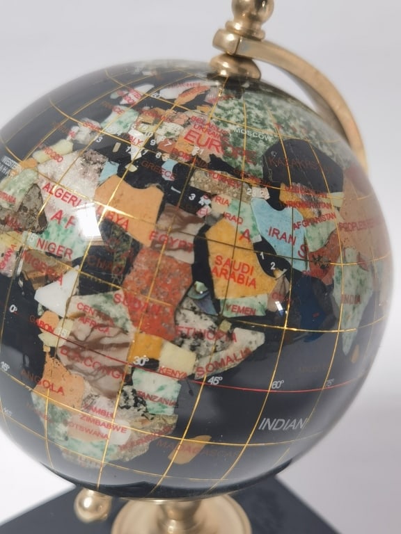 Precious Stone Inlay Enameled Table-Top Globe - 3
