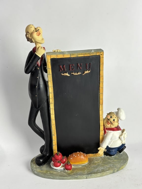 Standing Chef with Chalkboard: Standing Chef with Chalkboard, 12in by 8.5in