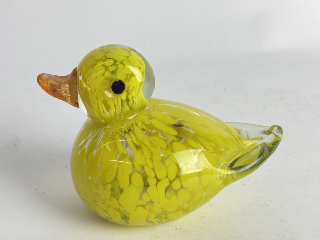 Vintage Murano Style Yellow Splatter Art Glass Duc (1 of 4)