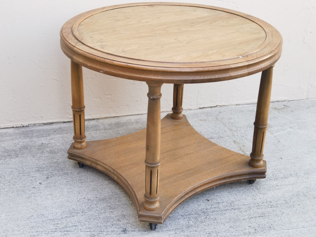Vintage Wood Round Coffee Table (1 of 4)