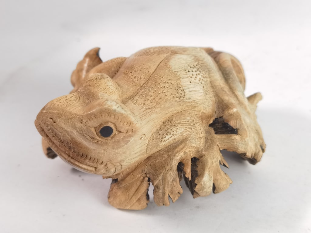 Vintage Root Carved Frog - 2