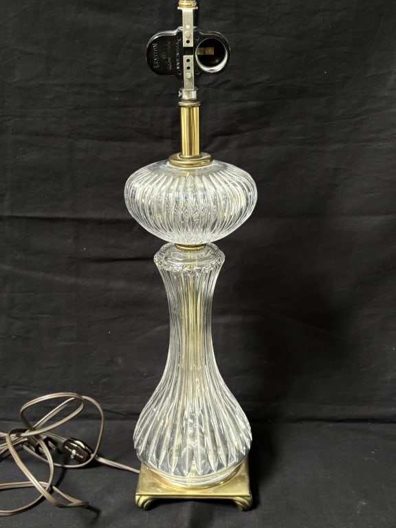 Vintage Fluted Glass and Brass Table Lamp (1 of 3)