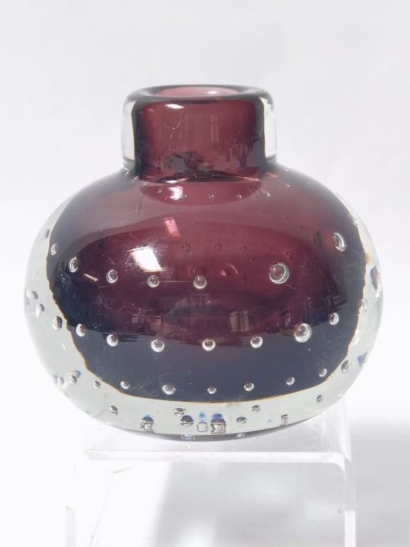 Vintage Murano Italy Controlled Bubble Amethyst Gl (1 of 3)