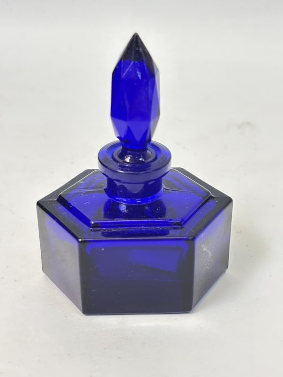 Vintage Cobalt Blue Glass Perfume Bottle (1 of 5)