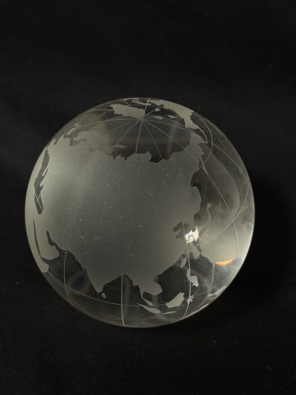Vintage Frosted Clear Glass Globe Paperweight (1 of 3)