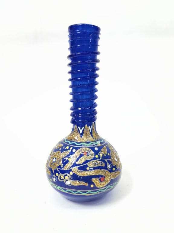 Antique Bohemian Moser Sapphire Glass Vase (1 of 4)