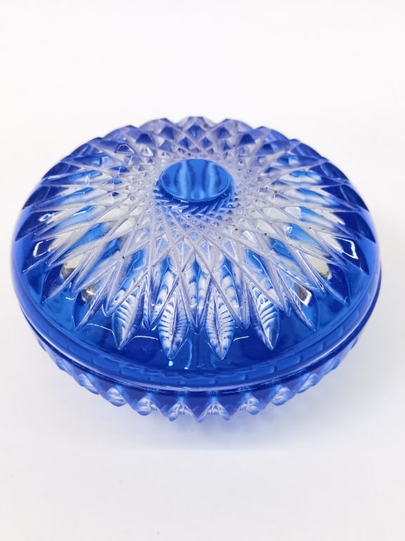 Vintage Cobalt Blue Cut-to-Clear Glass Covered Bow (1 of 3)
