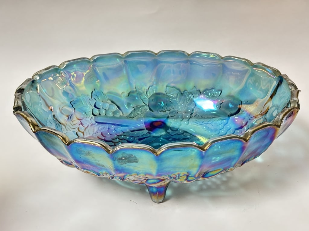Vintage Indiana Glass Blue Carnival Glass Bowl (1 of 5)