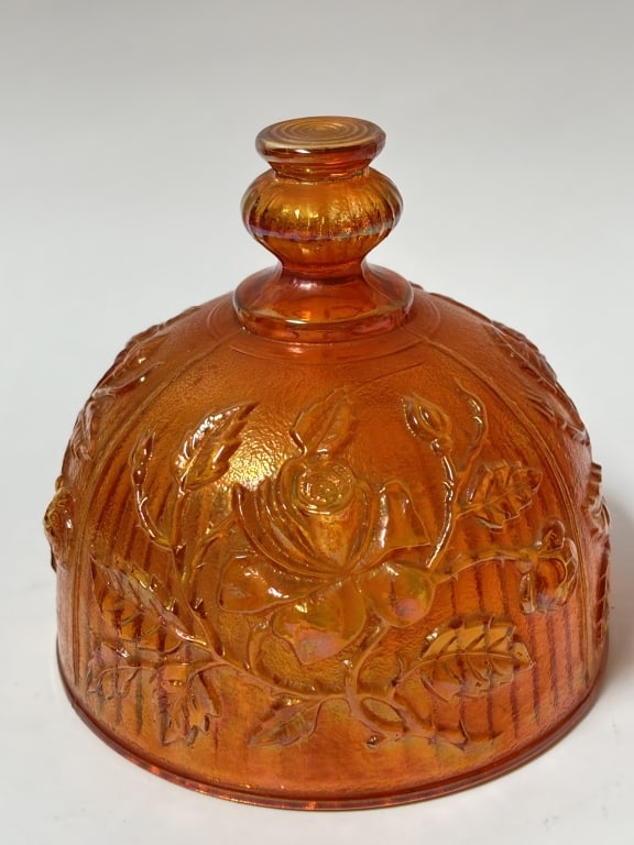 Vintage Imperial Lustre Rose Carnival Glass Butter (1 of 3)