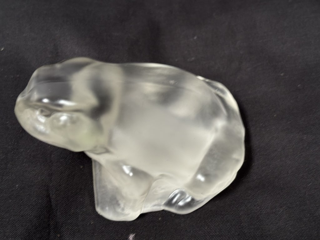 Vintage Frosted Glass Frog Paperweight (1 of 3)