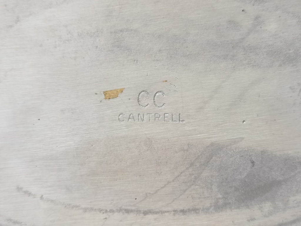 Vintage CC Cantrell Pewter Bread Tray - 3