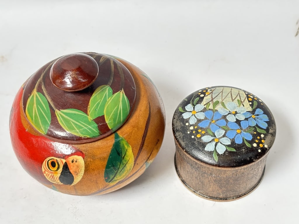 (2) Vintage Hand Painted Boxes - 2