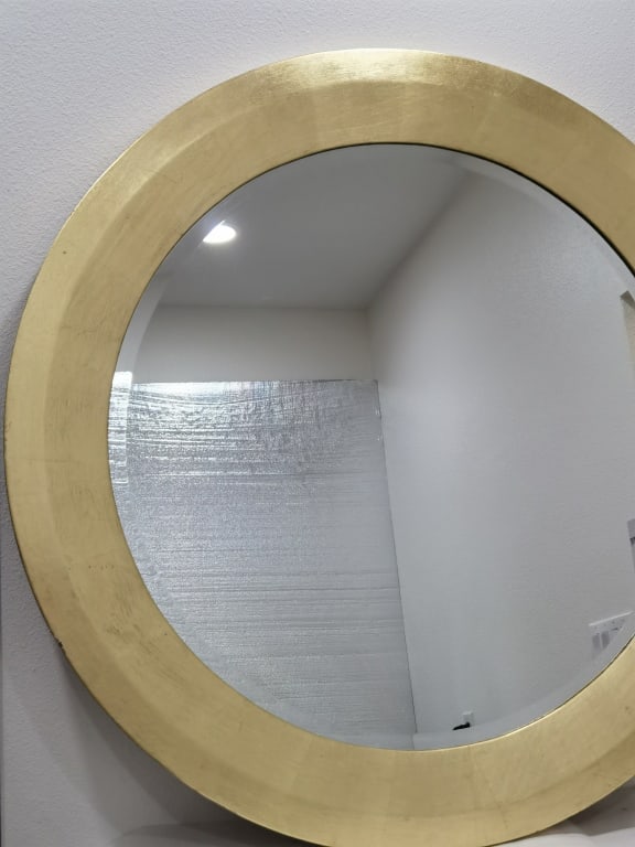 Large Gold Tone Frame Round Mirror - 2