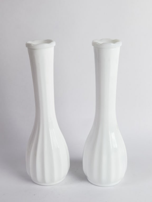 Pr. of White Milk Glass Vases (1 of 3)