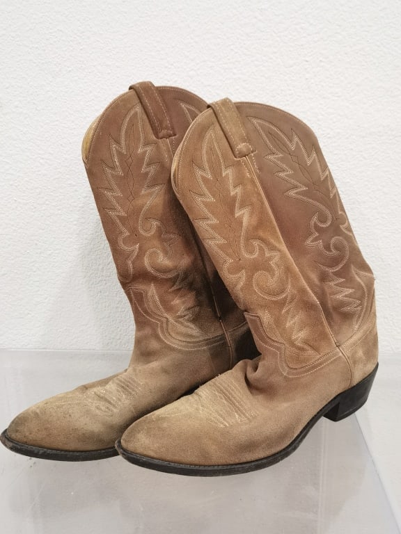 Pr. of Dan Post Suede Leather Cowboy Boots, Sz 10 (1 of 7)