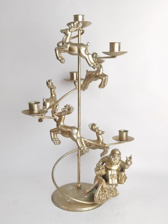 Metal Christmas Reindeer Candelabra: Metal Christmas Reindeer Candelabra, 16.75in by 9.5in