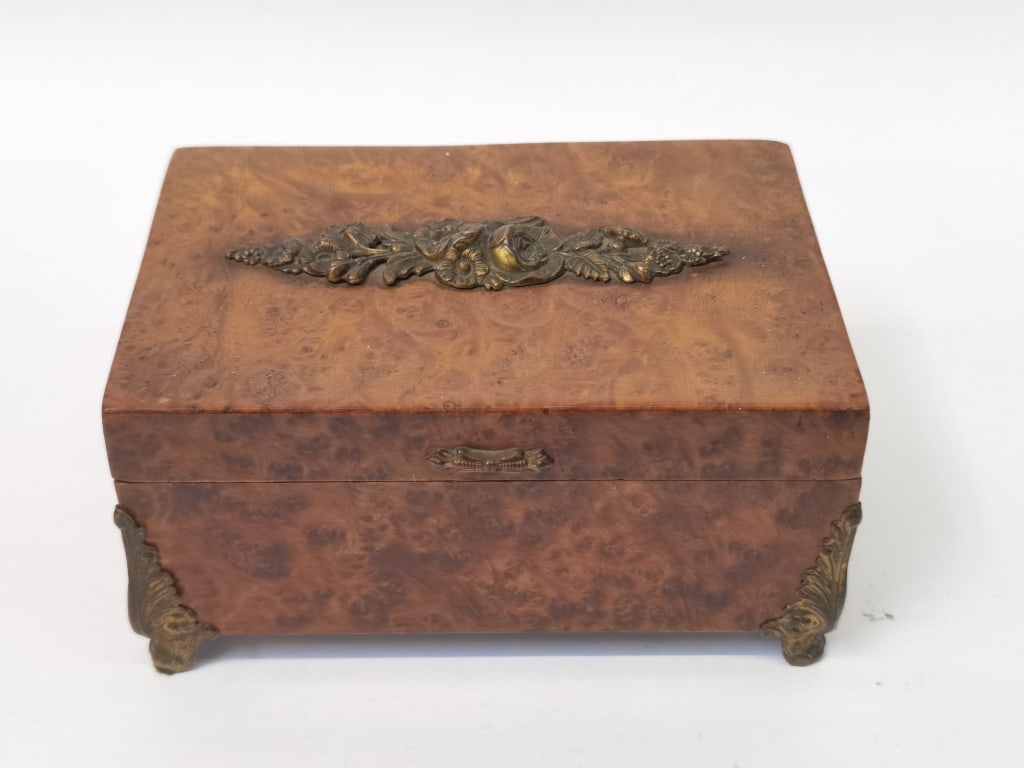 Vintage Brass Decor Wood Music Jewelry Box (1 of 5)