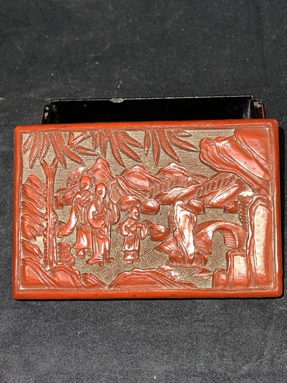Qing Chinese Cinnabar Carved Box (1 of 4)