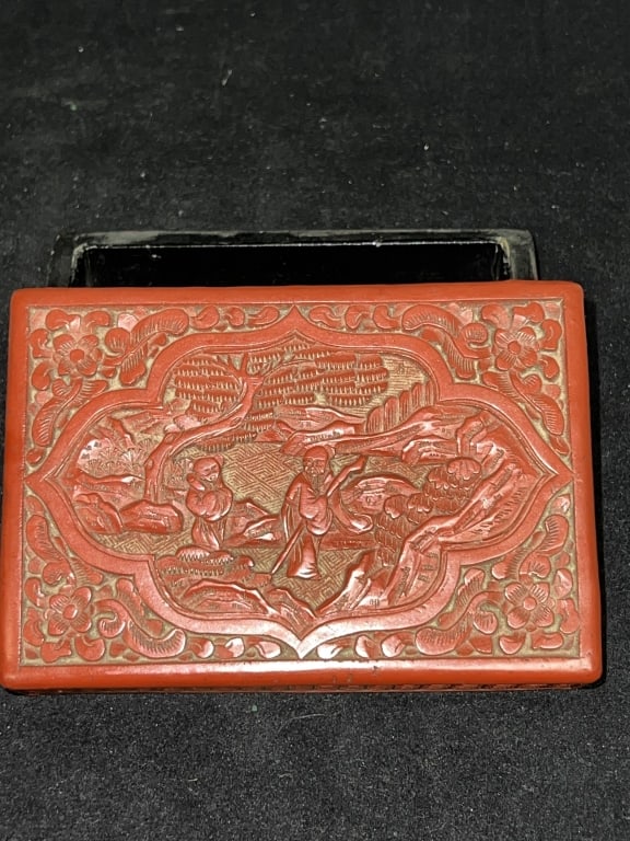 Qing Chinese Cinnabar Carved Box (1 of 4)