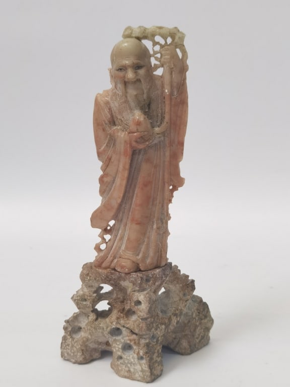 Soapstone Carved Shoulao: Soapstone Carved Shoulao, 6.75in