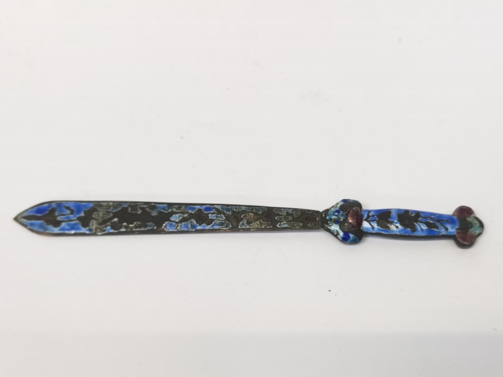 Vintage Chinese Enamel over Metal Letter Opener (1 of 4)