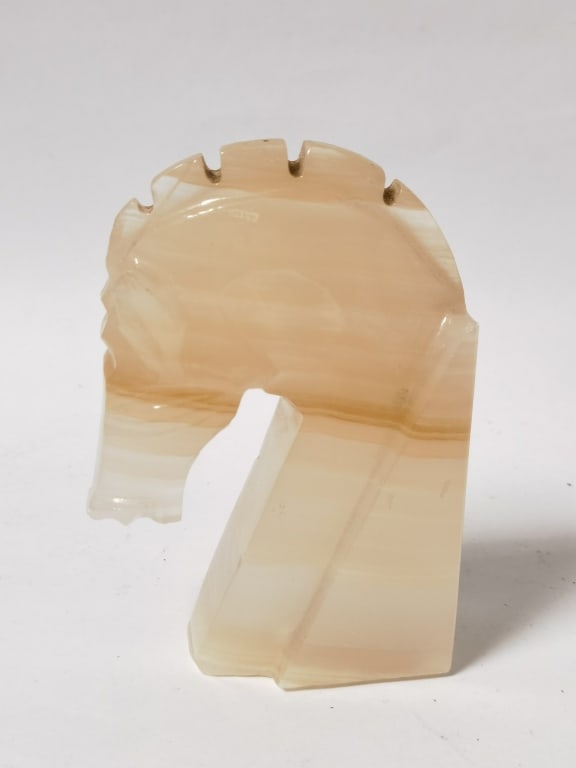 Vintage Onyx Carved Horse Head Bookend: Vintage Onyx Carved Horse Head Bookend, 6in