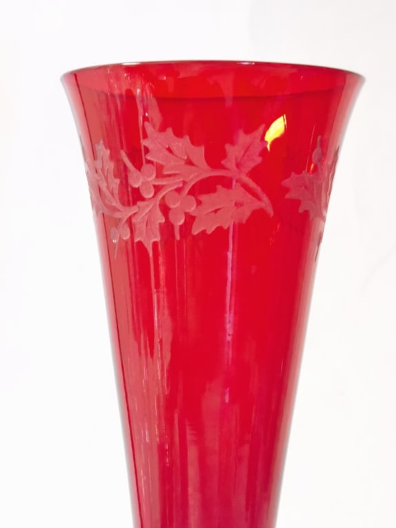 Ruby Etched Glass Champagne Flute - 2