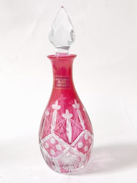 Small Laura Ashley Ruby Cut-to-Clear Decanter (1 of 3)