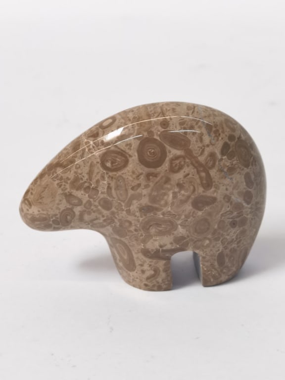 Birdseye Marble Carved Bear: Birdseye Marble Carved Bear, 2.5in