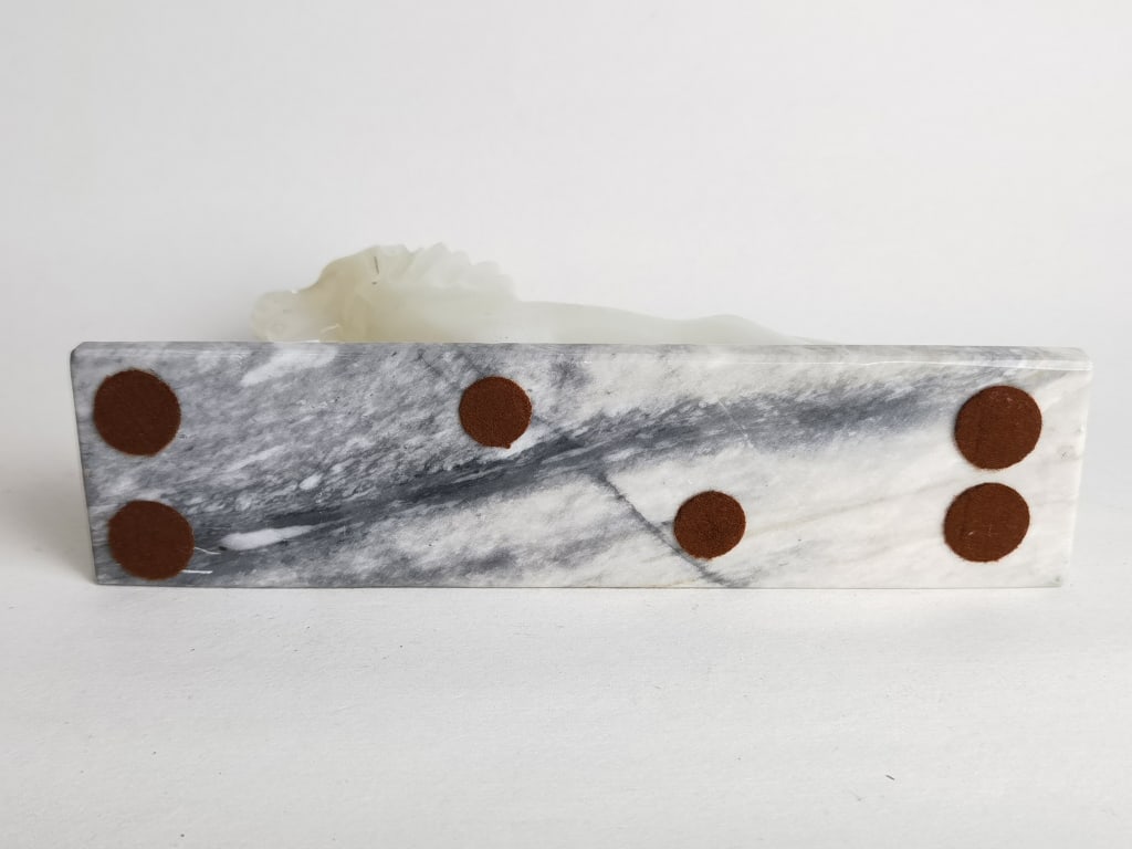 White Agate Lion on Marble Base - 3