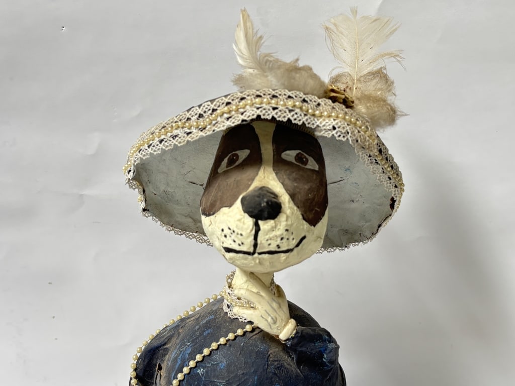 Vintage Hand Made Lady Dog Figurine: Vintage Hand Made Lady Dog Figurine, 16in