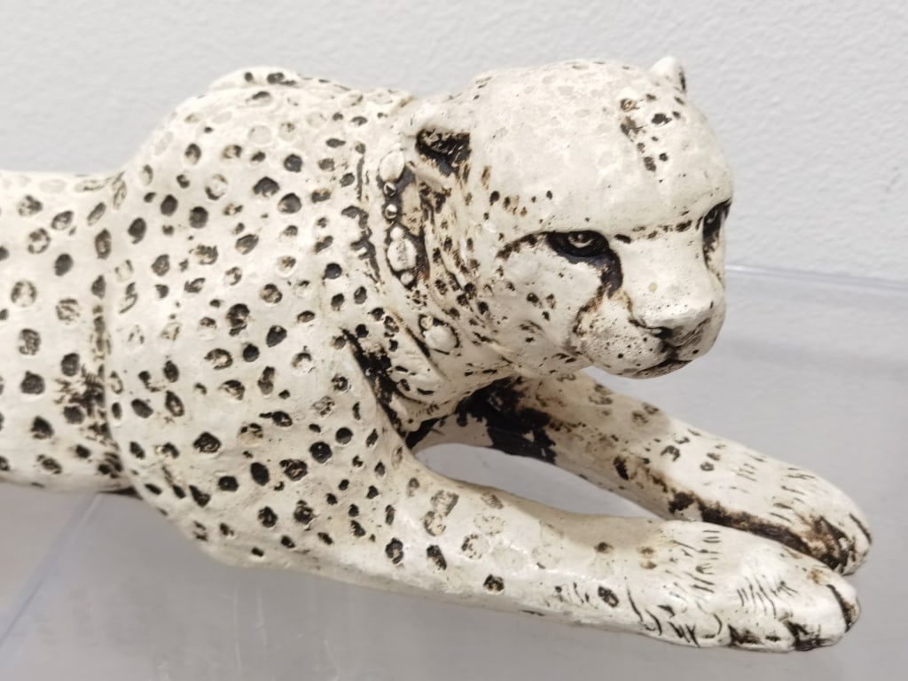 Large Signed Charlotte Plaster Leopard Sculpture - 2