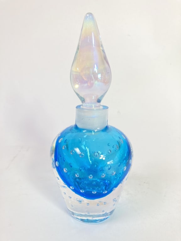 Vintage Blue Controlled Bubble Perfume Bottle - 2
