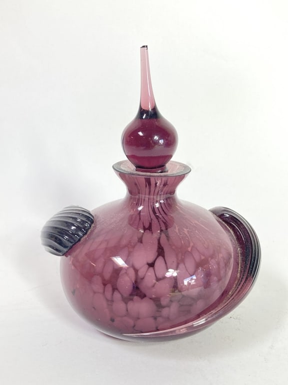 Vintage Amethyst over White Splatter Glass Perfume (1 of 5)